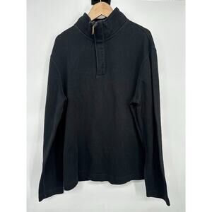 Lachlan Mens L Black 1/4 Zip Sweater Pullover Preppy Minimalist Quiet Luxury